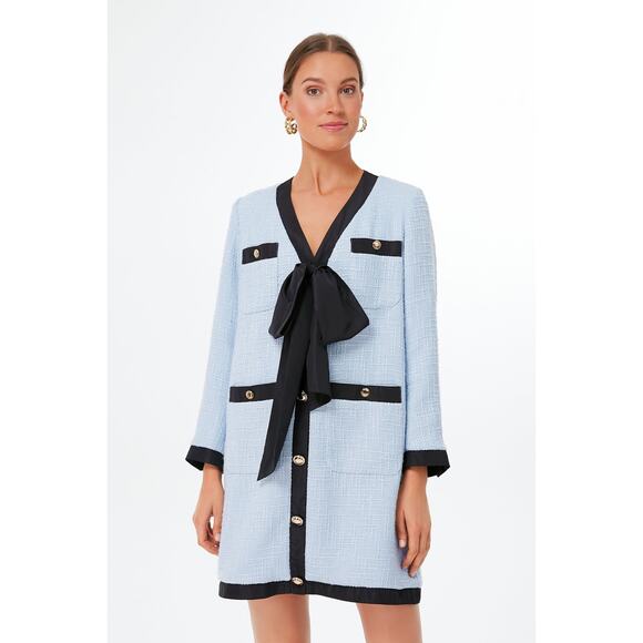 TUCKERNUCK Pomander Place Light Blue Coco Tweed Bow Dress NWT Size XXXL - Picture 2 of 9